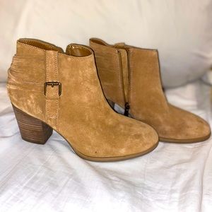 Brown felt ankle booties